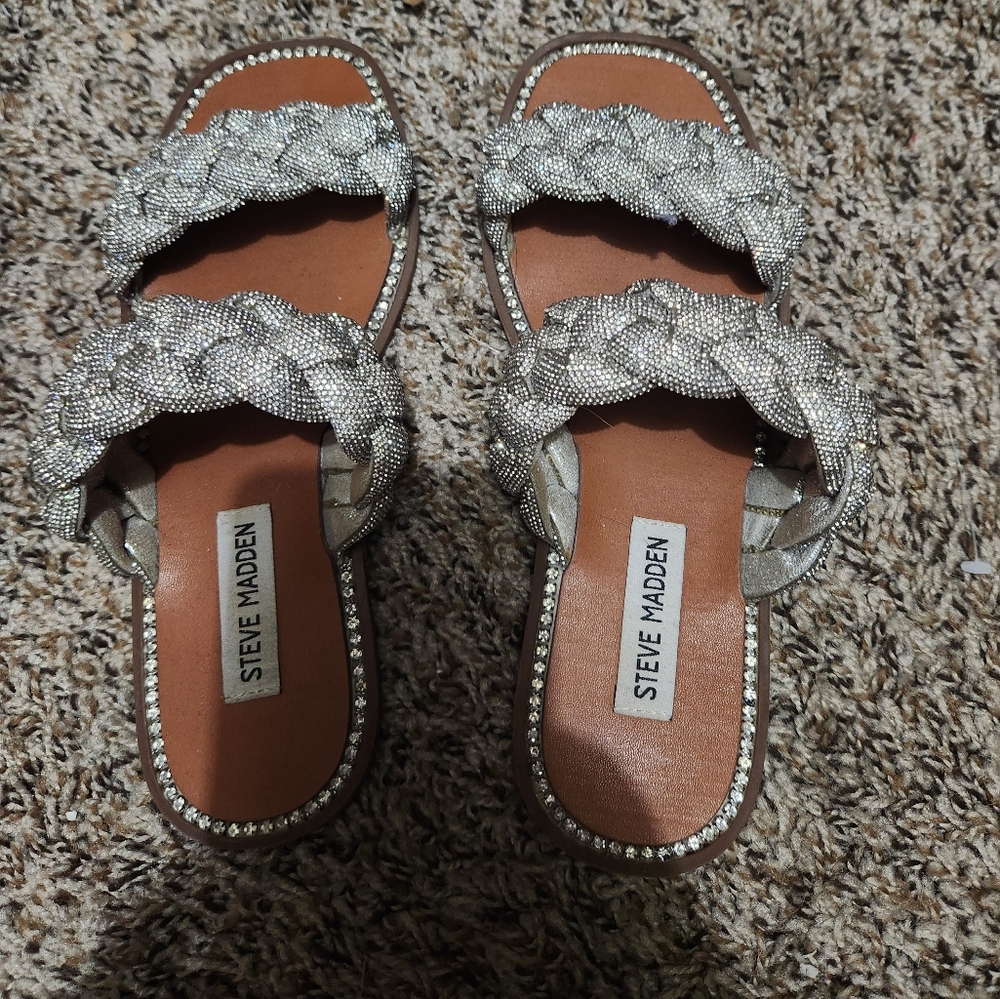 Steve Madden Silver Braided Sandals. Only Wore Once. So Sparkly!
